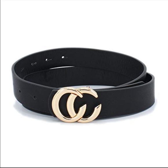 Black Gold buckle vegan leather belt - Picture 2 of 4